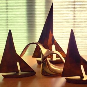 Vintage 4 Piece Brass Nautical Sail Boat Collection